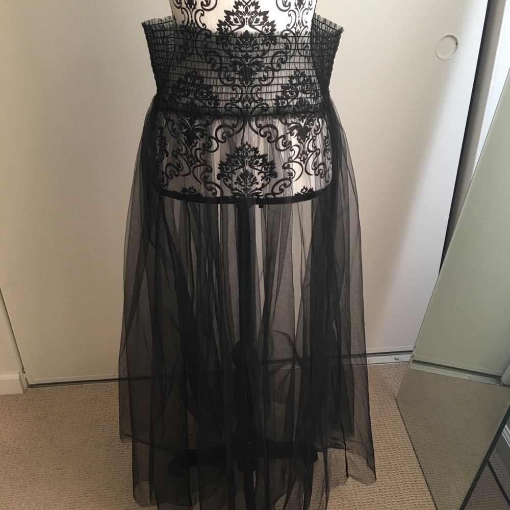 Black tulle maxi skirt